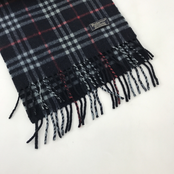 実際に弊社で買取させて頂いたBurberry's/バーバリーズ ノヴァチェックマフラー カシミア100% ダークネイビー系の画像 6枚目