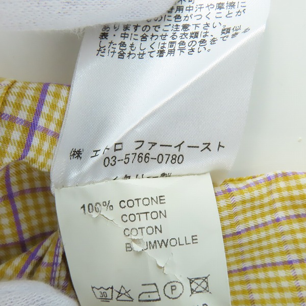 実際に弊社で買取させて頂いたETRO/エトロ レディース チェック柄シャツ 44の画像 4枚目