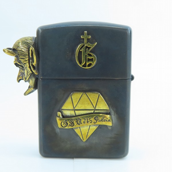 実際に弊社で買取させて頂いたZIPPO/ジッポー GANGSTERVILLE/ギャングスタービル & galcia/ガルシア ARMOR TYPE BRASS DEVIL CROSS DIAMOND 2013年製の画像 1枚目