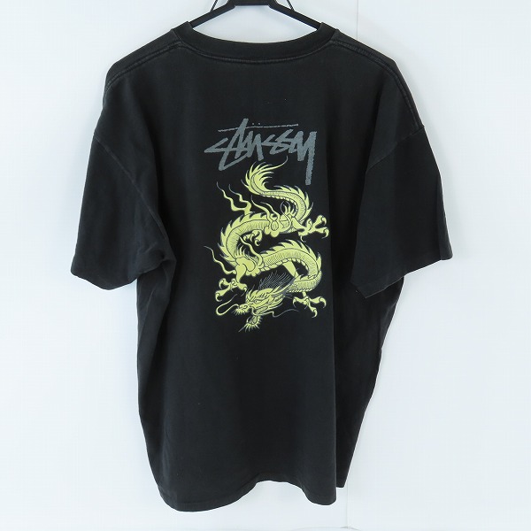 実際に弊社で買取させて頂いたSTUSSY/ステューシー 80S ヴィンテージ オールド 黒タグ ドラゴン Tシャツ XLの画像 1枚目
