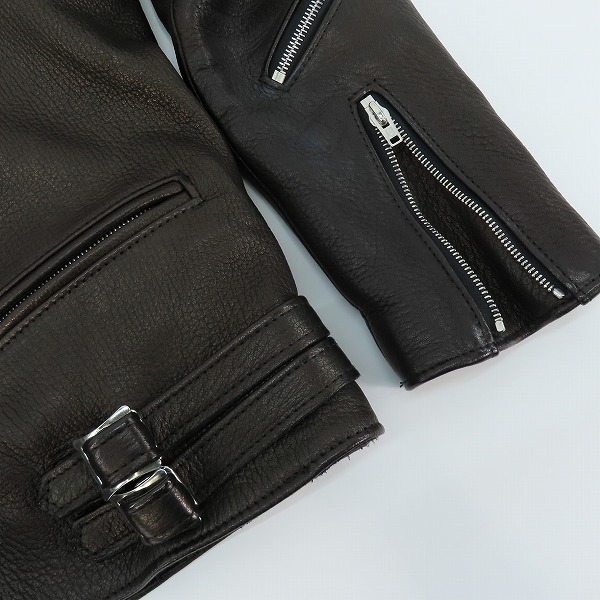 実際に弊社で買取させて頂いたLewis Leathers/ルイスレザー×リアルマッコイズ ディアスキン ライトニング ライダース ジャケット 42の画像 6枚目