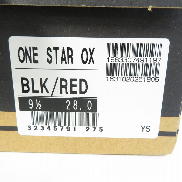 実際に弊社で買取させて頂いたCONVERSE/コンバース ONE STAR OX ワンスター BLK/RED/9.5の画像 9枚目