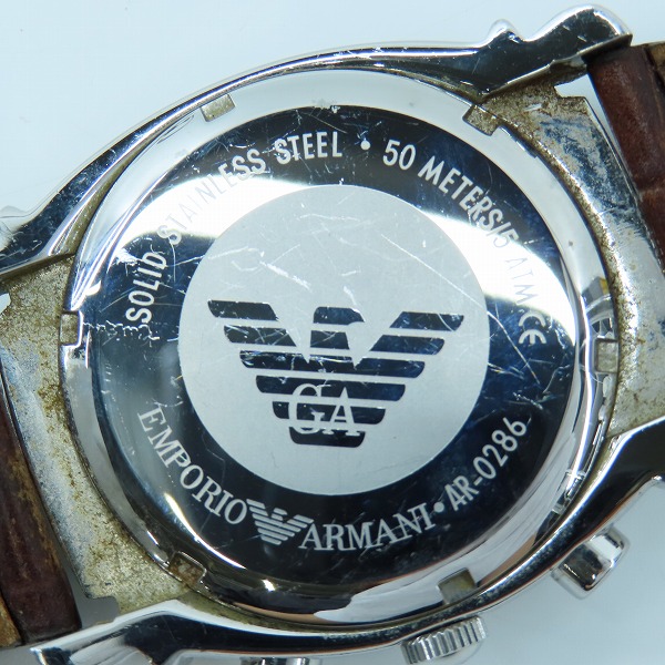 実際に弊社で買取させて頂いた【ジャンク/動作未確認】EMPORIO ARMANI/エンポリオアルマーニ クロノグラフ/クォーツ アナログ腕時計  AR-0286の画像 2枚目