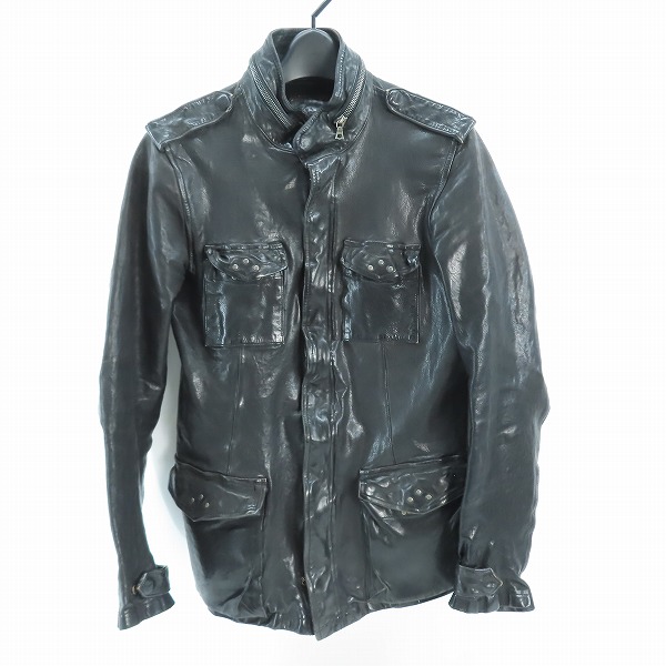実際に弊社で買取させて頂いたBACKLASH/バックラッシュ ドイツタンニンカーフ製品染め M-65 ミリタリージャケット/2