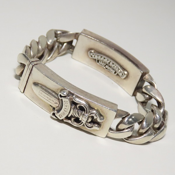実際に弊社で買取させて頂いたCHROME HEARTS/クロムハーツ フローラルクロス＆ダガー ダブル ID ブレスレット クラシックチェーン