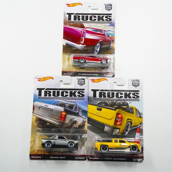 実際に弊社で買取させて頂いた【未開封】Hot Wheels/ホットウィール TRUCKS '72 FORD RANCHERO/CHEVY SILVERADO/SUBARU BRAT ミニカー 3点セット