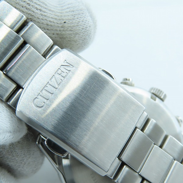 実際に弊社で買取させて頂いたCITIZEN/シチズン ECO DRIVE/エコドライブ クロノグラフ 腕時計 E820-S083460の画像 6枚目