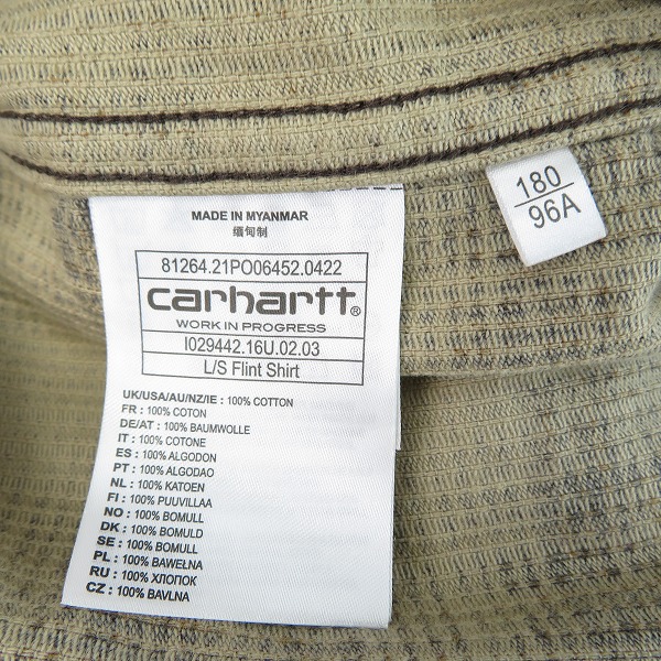 実際に弊社で買取させて頂いたCarhartt/カーハート L/S FLINT SHIRT ロングスリーブ フリントシャツ I029442/Lの画像 4枚目