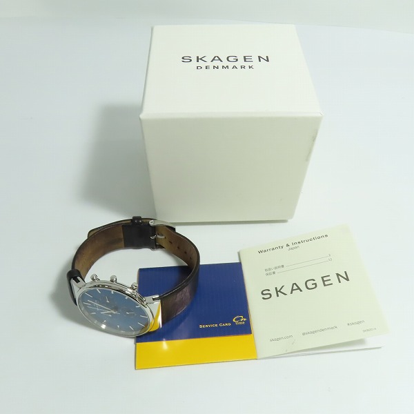 実際に弊社で買取させて頂いたSKAGEN DENMARK/スカーゲン 腕時計 クォーツ クロノグラフ SS レザーベルト SKW6105【動作未確認】の画像 8枚目
