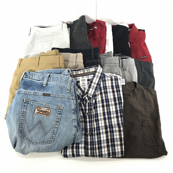 実際に弊社で買取させて頂いた【おまとめ】ディッキーズ/ラングラー/チャンピオン 等 長袖シャツ/デニムパンツ/Tシャツ 他