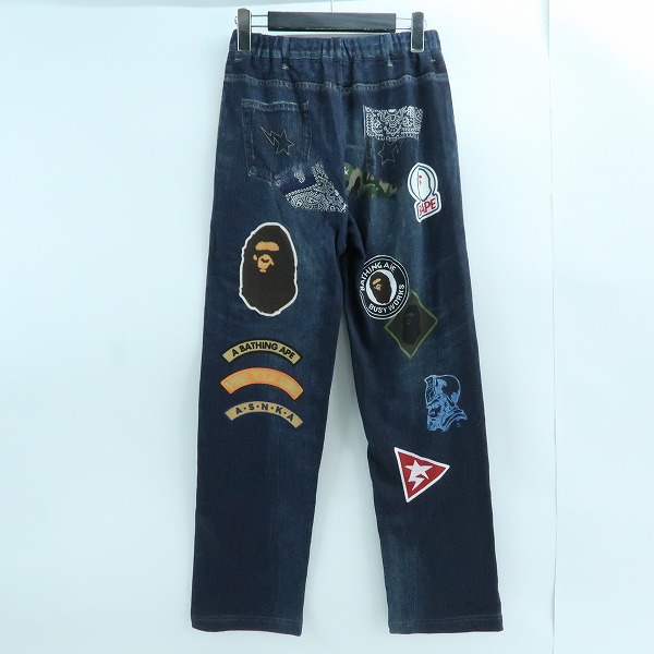実際に弊社で買取させて頂いた【未使用】A BATHING APE/アベイシングエイプ キッズ SHARK BAPE EMBLEM DENIM PRINT SWEAT PANTS/スウェットパンツ/160の画像 1枚目
