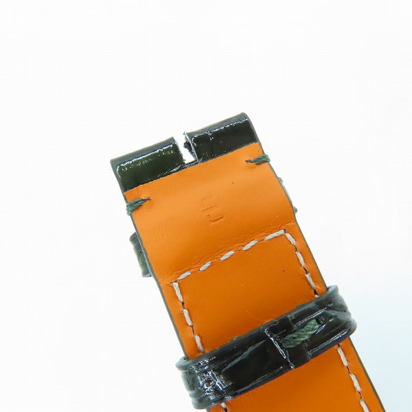 実際に弊社で買取させて頂いたIWC/インターナショナルウォッチカンパニー SANTONI/サントーニ レザー ストラップ/ベルト クロコ グリーン E14036の画像 6枚目