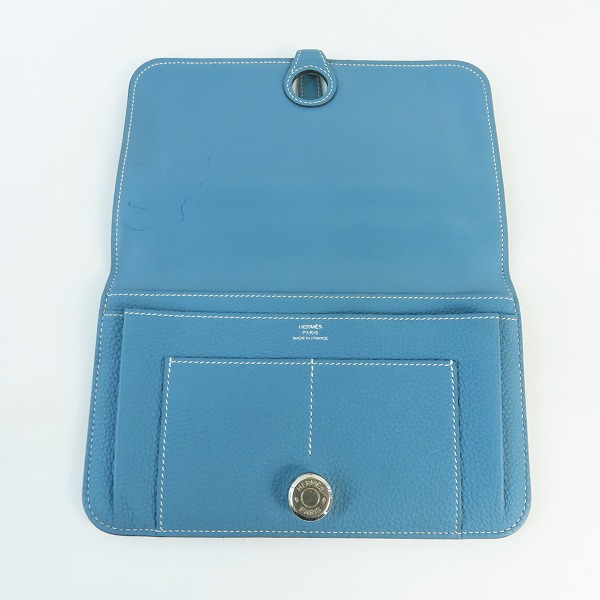 実際に弊社で買取させて頂いたHERMES/エルメス ドゴンGM 二つ折り長財布/ブルーの画像 4枚目