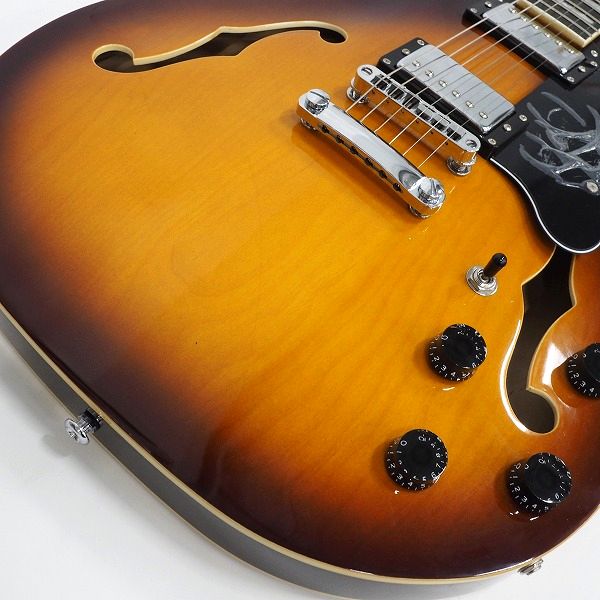 実際に弊社で買取させて頂いた★【美品】Grote Guitar/グロート GRWB-VS35 Vintage Sunburst セミアコ 335タイプ エレキギター ソフトケース付の画像 7枚目