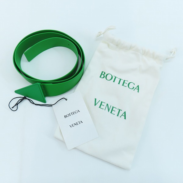 実際に弊社で買取させて頂いたBOTTEGA VENETA/ボッテガヴェネタ トライアングルラバーベルト グリーン系 702028の画像 7枚目