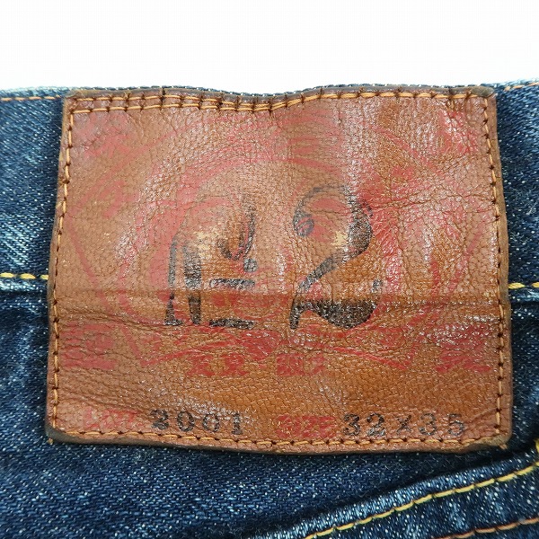 実際に弊社で買取させて頂いたEVISU/エヴィス NO.2 野球ボール刺繍 カモメ Lot.2001/32×35の画像 4枚目