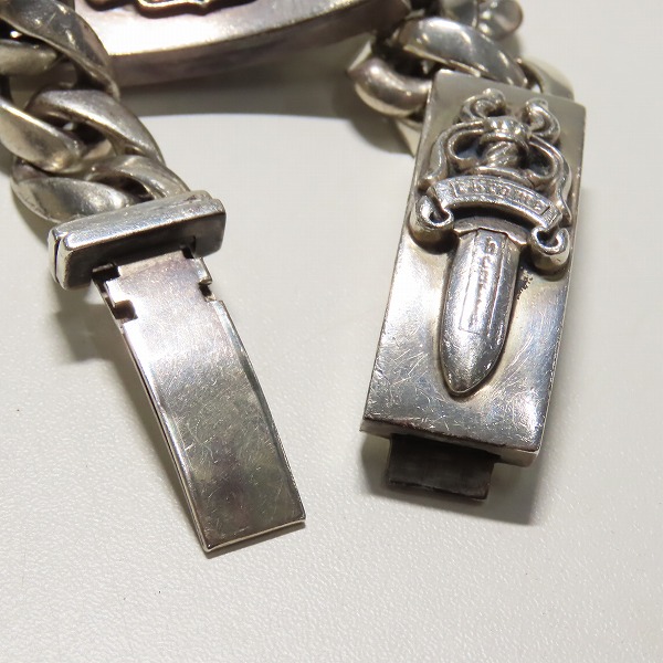 実際に弊社で買取させて頂いたCHROME HEARTS/クロムハーツ フローラルクロス＆ダガー ダブル ID ブレスレット クラシックチェーンの画像 7枚目