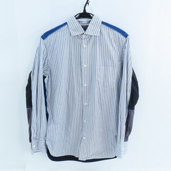 実際に弊社で買取させて頂いたJUNYA WATANABE MAN COMME des GARCONS/ジュンヤワタナベ コムデギャルソン 19AW ストライプバック切替長袖シャツ WD-B001/S