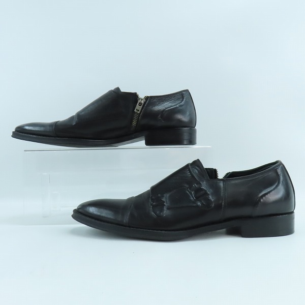 実際に弊社で買取させて頂いたMaison MIHARA YASUHIRO/ミハラヤスヒロ 炙り出し ダブルモンクストラップ サイドジップシューズ 23230303/26.5の画像 3枚目