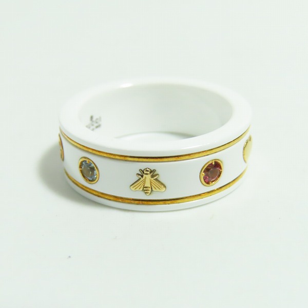 実際に弊社で買取させて頂いたGUCCI/グッチ ジェムストーン付き アイコンリング ホワイトジルコニア × K18YG/527095 J8F76 8521/12号の画像 5枚目