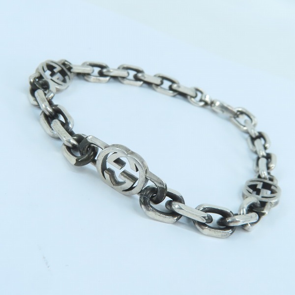 実際に弊社で買取させて頂いたGUCCI/グッチ インターロッキングG シルバー チェーンブレスレット ‎620798 J8400 0811