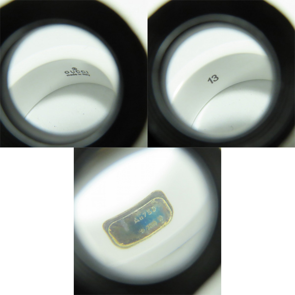 実際に弊社で買取させて頂いたGUCCI/グッチ ジェムストーン付き アイコンリング ホワイトジルコニア × K18YG/527095 J8F76 8521/12号の画像 7枚目