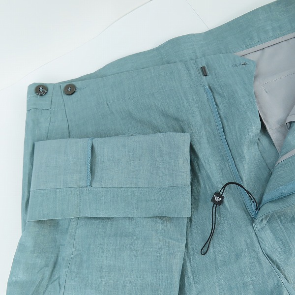 実際に弊社で買取させて頂いた【JPタグ】EMPORIO ARMANI/エンポリオアルマーニ  リネンスラックスパンツ ミントグリーン系 21P430 21080/50の画像 2枚目