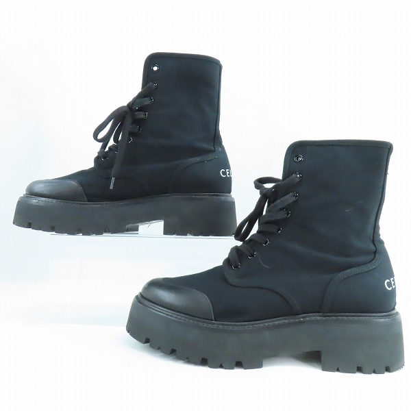 実際に弊社で買取させて頂いたCELINE/セリーヌ Lace-Up Boot 45  バルキー レースアップ ブーツ ブラック/41の画像 3枚目