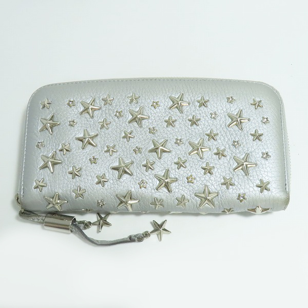 実際に弊社で買取させて頂いた JIMMY CHOO/ジミーチュウ フィリパ レザー スタースタッズ ラウンドファスナー 長財布 ウォレット