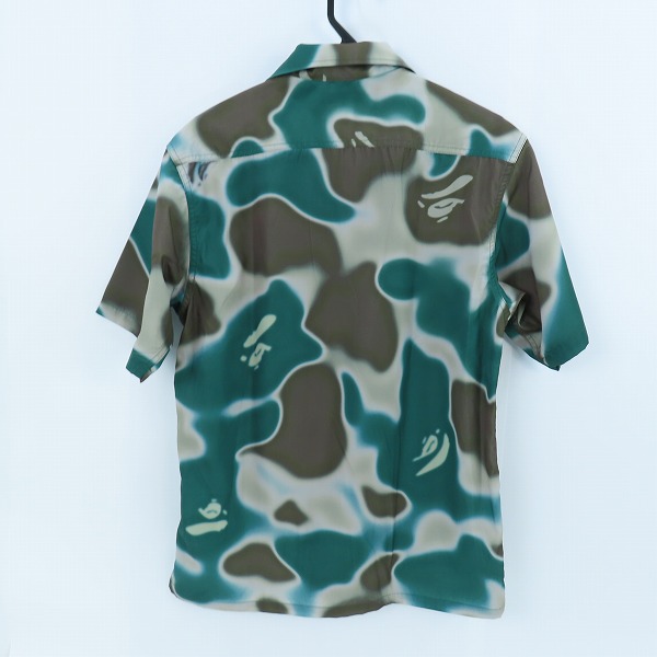 実際に弊社で買取させて頂いたA BATHING APE/アベイシングエイプ LIQUID CAMO ONE POINT OPEN COLLAR SHIRT/リキッド カモフラ オープンカラーシャツ/Sの画像 1枚目