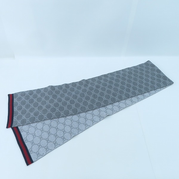 実際に弊社で買取させて頂いたGUCCI/グッチ GG柄 リバーシブル マフラー 325806 3G206の画像 3枚目