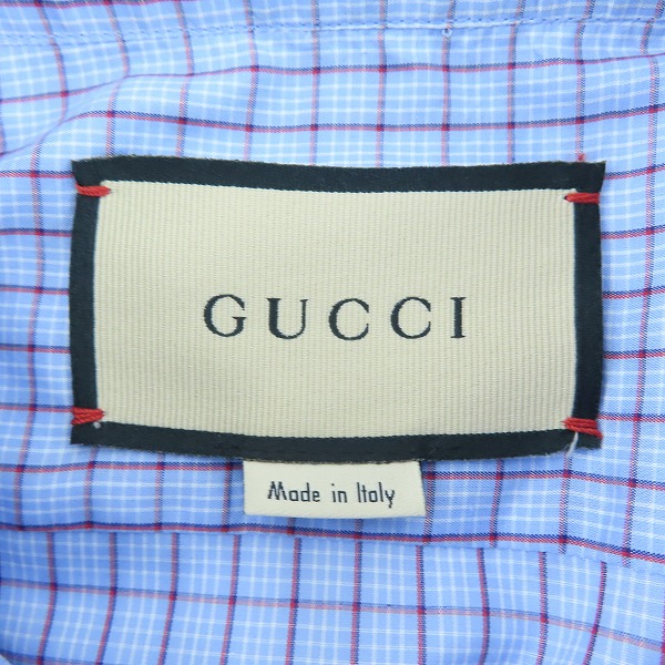 実際に弊社で買取させて頂いたGUCCI/グッチ GG 刺繍 チェック柄 ボタンシャツ 654926 ZAG0P/42の画像 2枚目