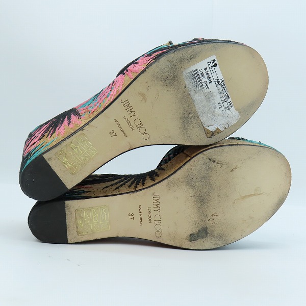 実際に弊社で買取させて頂いたJIMMY CHOO/ジミーチュウ コルク ステッチ ヒールサンダル PERFUME/37の画像 2枚目