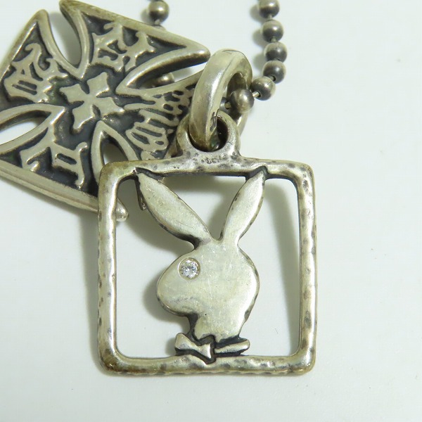 実際に弊社で買取させて頂いたBWL×PLAYBOY/ビルウォールレザー×プレイボーイ アイアンクロス/ロゴ ネックレスの画像 3枚目