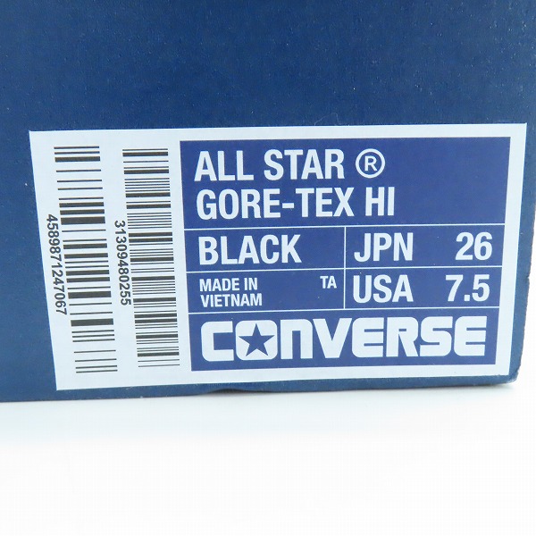 実際に弊社で買取させて頂いたCONVERSE/コンバース ALL STAR GORE-TEX  HI/オールスター ゴアテックス ハイ ハイカット スニーカー 31309480/26の画像 9枚目