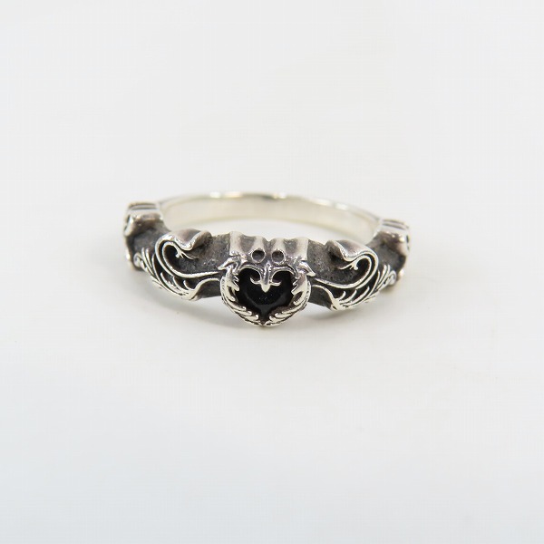 実際に弊社で買取させて頂いた【ギャラ付】 Leathers and Treasures/レザーズアンドトレジャーズ ナロースクロールハートリング オニキス/11号の画像 1枚目