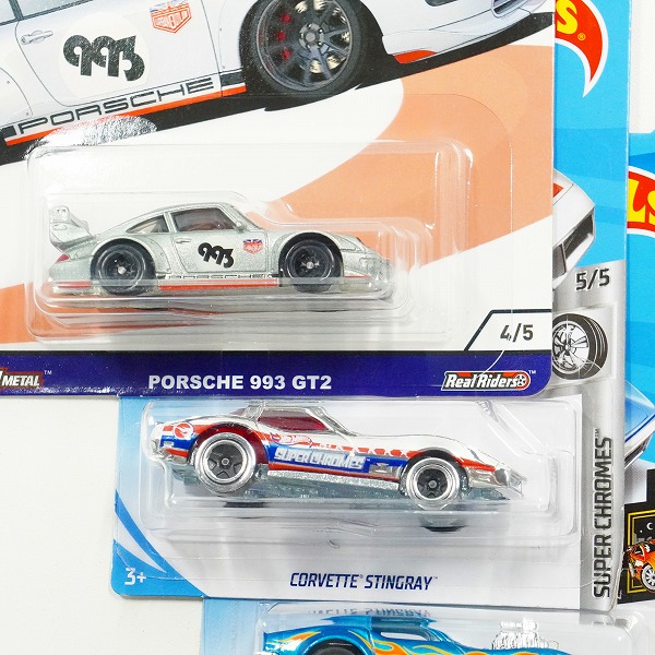 実際に弊社で買取させて頂いた【未開封】Hot Wheels/ホットウィール EURO SPEED PORSCHE 993 GT2/CORVETTE STINGRAY/SUPER CHROMES 他 ミニカー 4点セットの画像 3枚目