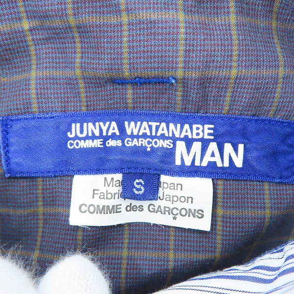 実際に弊社で買取させて頂いたJUNYA WATANABE MAN COMME des GARCONS/ジュンヤワタナベ コムデギャルソン 19AW ストライプバック切替長袖シャツ WD-B001/Sの画像 2枚目