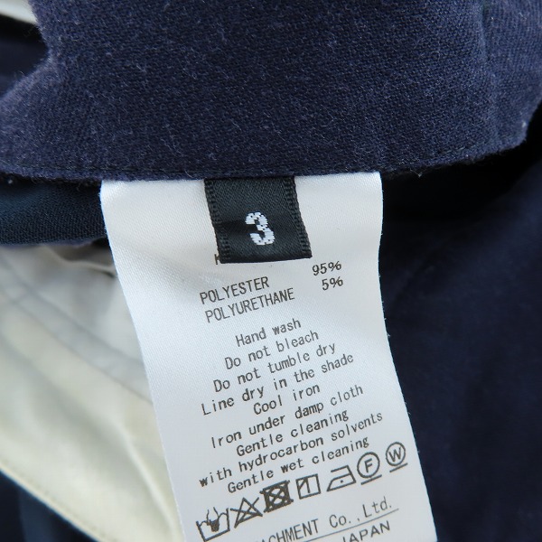 実際に弊社で買取させて頂いたKAZUYUKI KUMAGAI ATTACHMENT/カズユキ クマガイ アタッチメント ワイドテーパードパンツ KP92-008/3の画像 3枚目