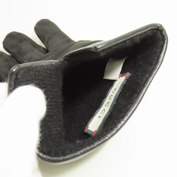 実際に弊社で買取させて頂いたGUCCI/グッチ GGロゴ レザーグローブ/手袋の画像 2枚目