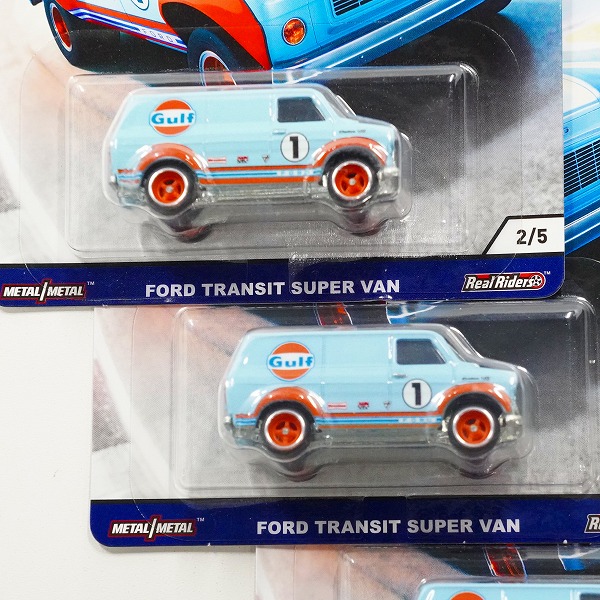 実際に弊社で買取させて頂いた【未開封】Hot Wheels/ホットウィール CARGO CAREERS Gulf FORD TRANSIT SUPER VAN ミニカー 3点セットの画像 3枚目