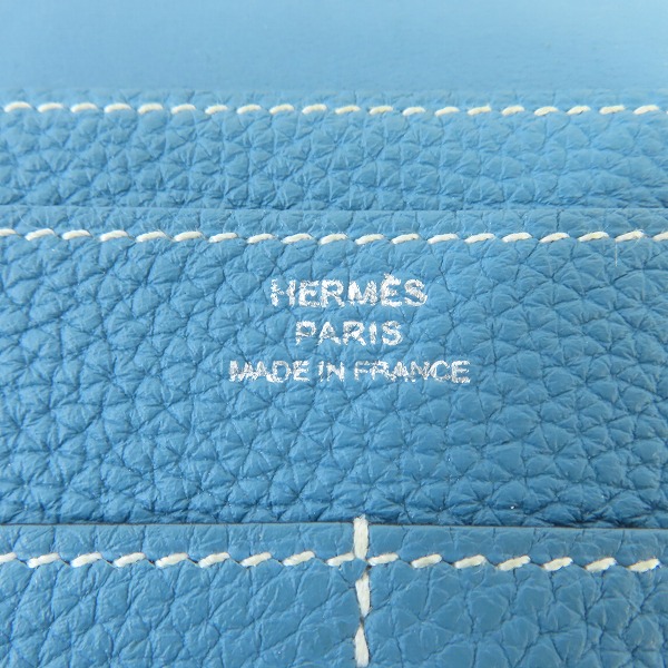 実際に弊社で買取させて頂いたHERMES/エルメス ドゴンGM 二つ折り長財布/ブルーの画像 5枚目