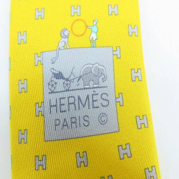 実際に弊社で買取させて頂いたHERMES/エルメス 総柄 シルク ネクタイ イエロー の画像 3枚目