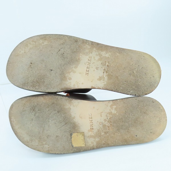 実際に弊社で買取させて頂いたHERMES/エルメス Izmir/イズミール レザー サンダル 41の画像 2枚目