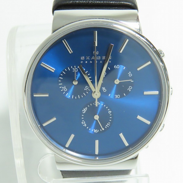 実際に弊社で買取させて頂いたSKAGEN DENMARK/スカーゲン 腕時計 クォーツ クロノグラフ SS レザーベルト SKW6105【動作未確認】