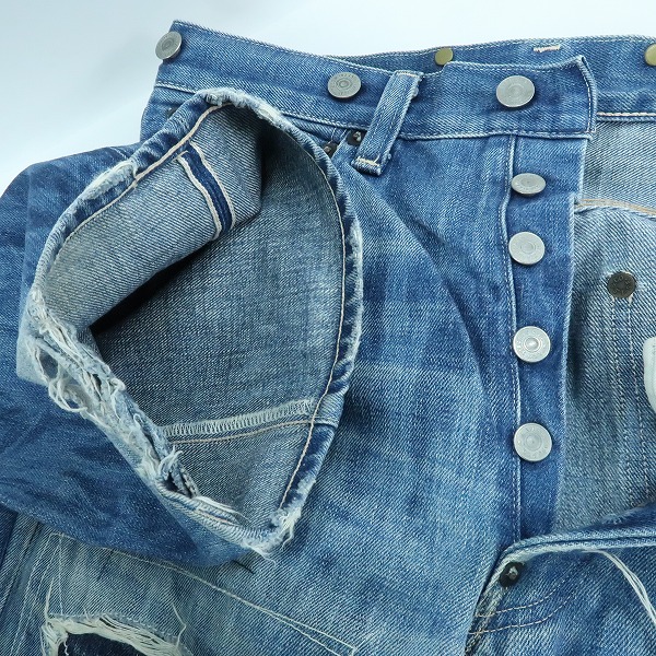 実際に弊社で買取させて頂いたLevi's/リーバイス 501XX シンチバック/レインフォードカスタム リペア加工 デニム 33501-0010/W34L36の画像 5枚目