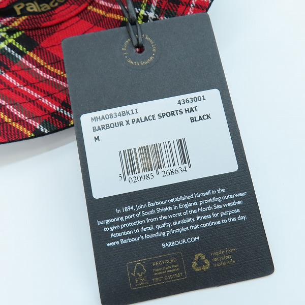 実際に弊社で買取させて頂いた【未使用】Palace Skateboards×Barbour/パレススケートボーズ×バブアー Sports Hat/スポーツハット/帽子 Mの画像 9枚目