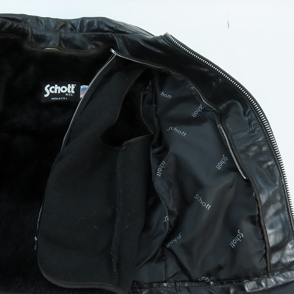 実際に弊社で買取させて頂いたSCHOTT/ショット ボアライナー付き シングルレザーライダースジャケット /34の画像 3枚目