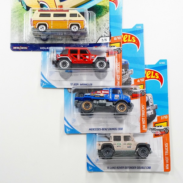 実際に弊社で買取させて頂いた【未開封】Hot Wheels/ホットウィール CARGO CARRIERS VOLKSWAGEN SUNAGON/'17 JEEP WRANGLER 他 ミニカー 4点セットの画像 2枚目