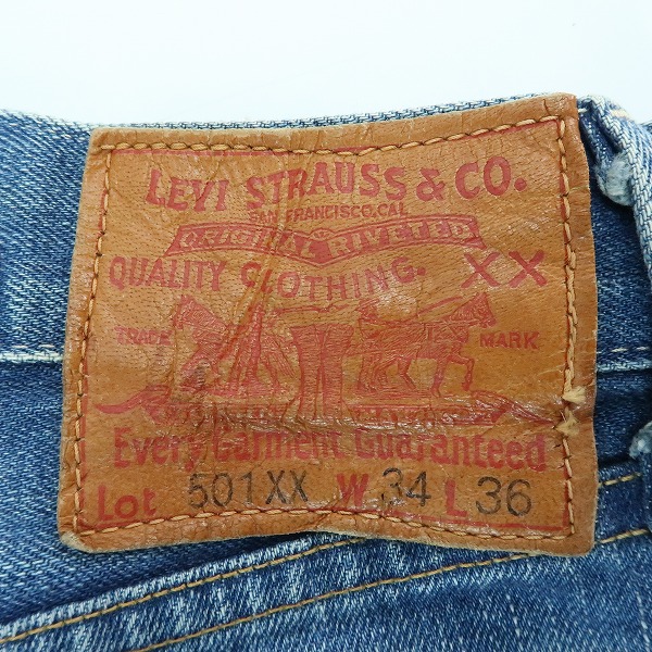 実際に弊社で買取させて頂いたLevi's/リーバイス 501XX シンチバック/レインフォードカスタム リペア加工 デニム 33501-0010/W34L36の画像 2枚目